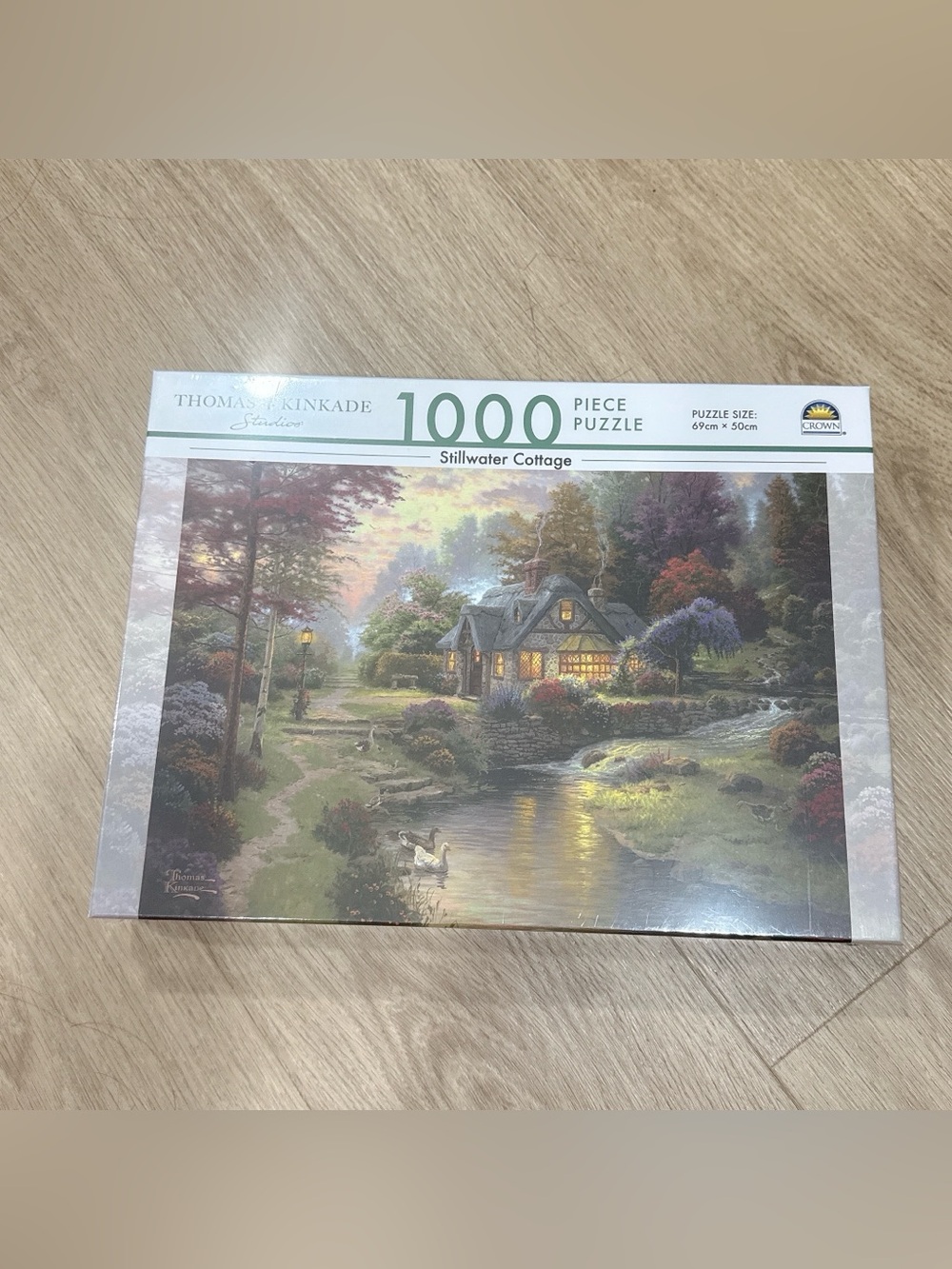 Thomas Kinkade Stillwater Cottage Puzzle - Green, Yellow, Purple
